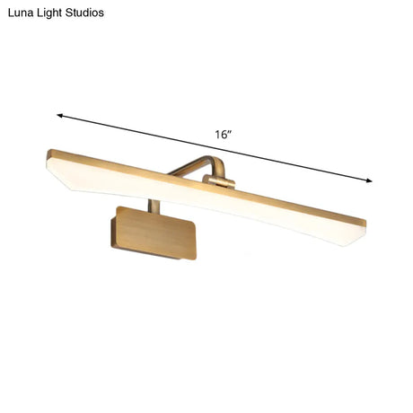 Modern Gold Metal Led Vanity Lamp - Slim & Stylish Bathroom Wall Lighting With Warm/White Light