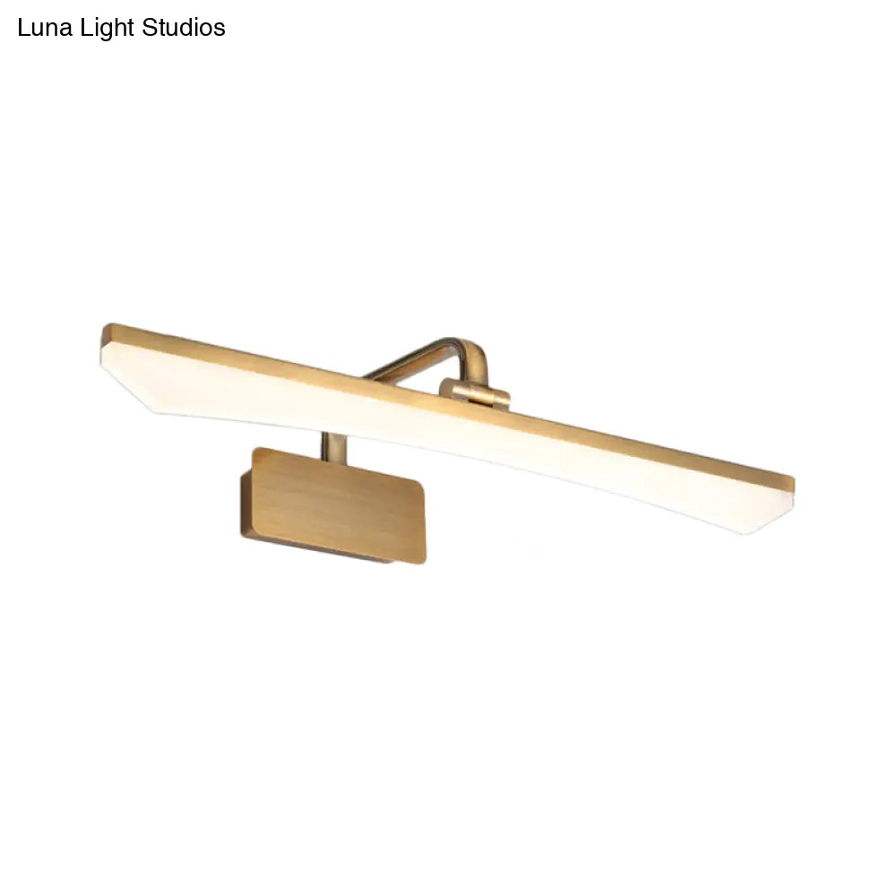 Modern Gold Metal Led Vanity Lamp - Slim & Stylish Bathroom Wall Lighting With Warm/White Light