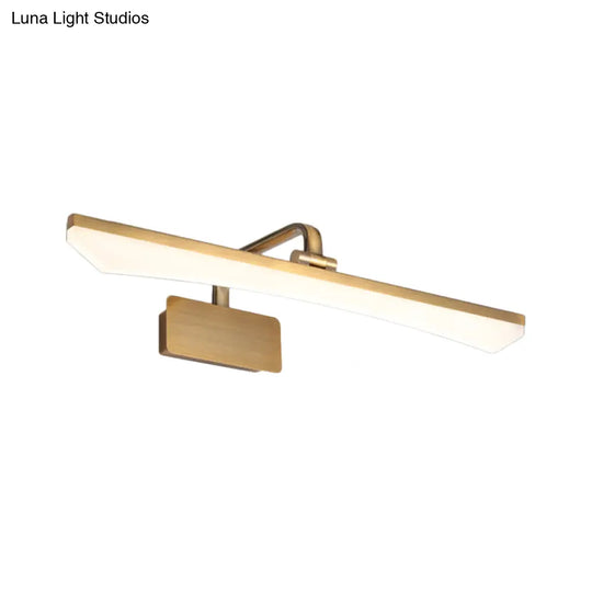 Modern Gold Metal Led Vanity Lamp - Slim & Stylish Bathroom Wall Lighting With Warm/White Light