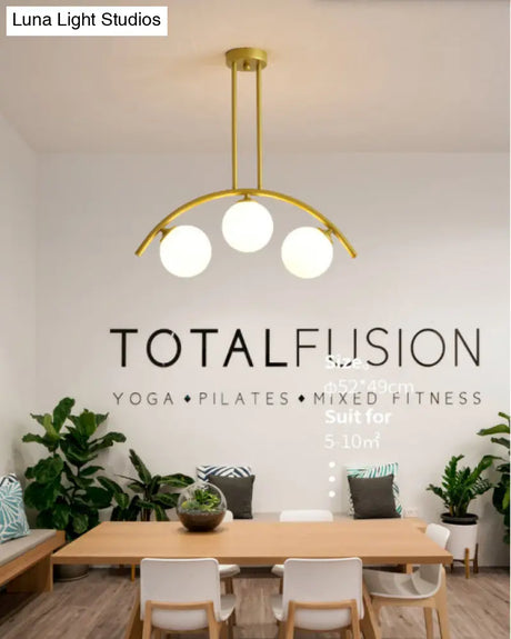 Modern Gold Metal Pendant Lighting With Glass Spherical Shade - Ideal For Dining Table Or Island