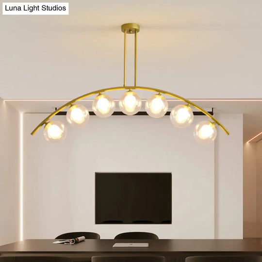 Modern Gold Metal Pendant Lighting With Glass Spherical Shade - Ideal For Dining Table Or Island