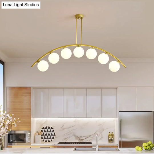 Modern Gold Metal Pendant Lighting With Glass Spherical Shade - Ideal For Dining Table Or Island