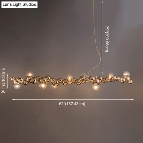 Modern Gold Metal Pendant Lighting With Glass Spherical Shade - Ideal For Dining Table Or Island