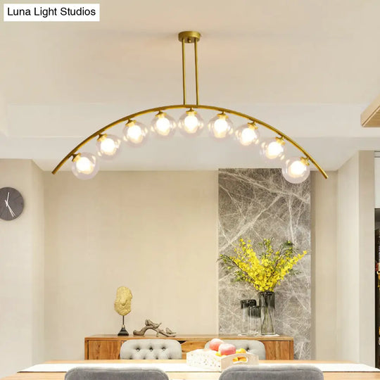 Modern Gold Metal Pendant Lighting With Glass Spherical Shade - Ideal For Dining Table Or Island