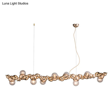 Modern Gold Metal Pendant Lighting With Glass Spherical Shade - Ideal For Dining Table Or Island