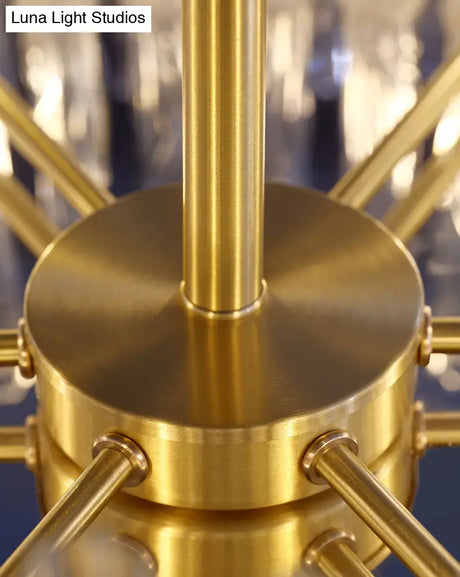 Modern Gold Metal Round Crystal Pendant Light For Living Room