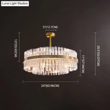 Modern Gold Metal Round Crystal Pendant Light For Living Room