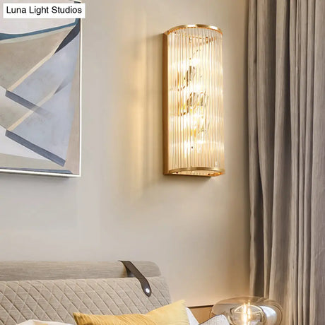 Modern Gold Metal Wall Sconce With Crystalline Multi Light For Bedroom