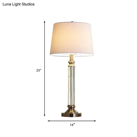 Modern Gold Nightstand Lamp With Flared Fabric Shade - Task Lighting