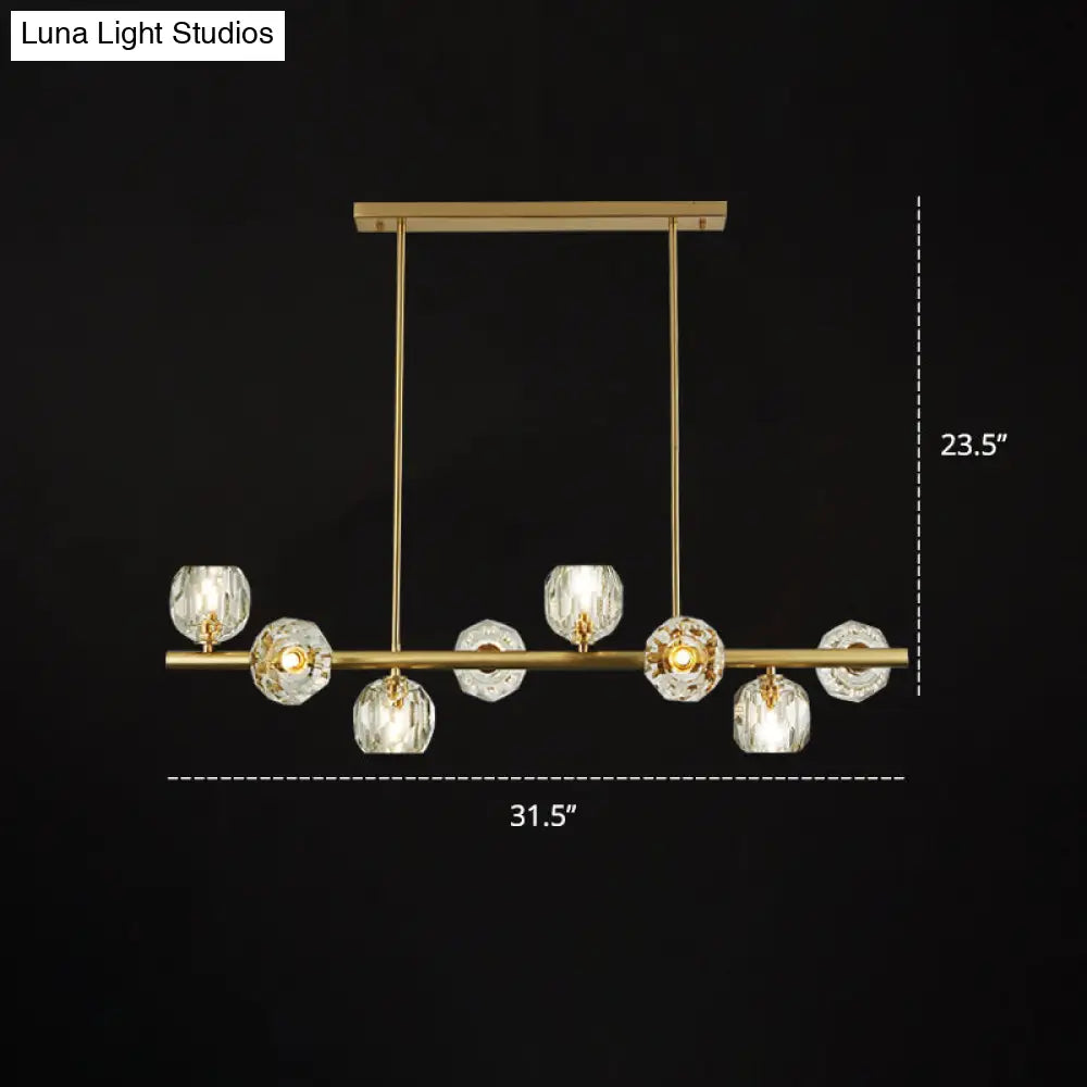 Modern Gold Pendant Light With Crystal Dome Shade - Ideal For Restaurants Or Over Kitchen Islands /