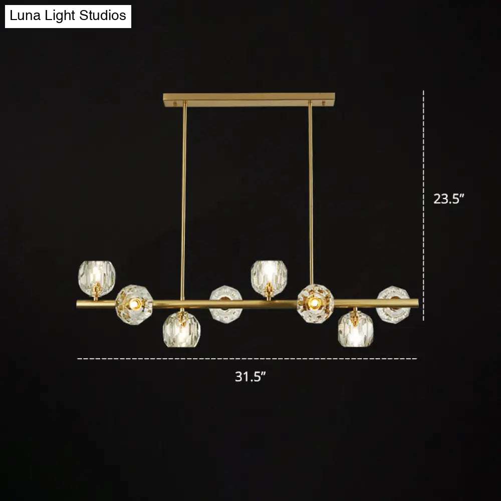Modern Gold Pendant Light With Crystal Dome Shade - Ideal For Restaurants Or Over Kitchen Islands /
