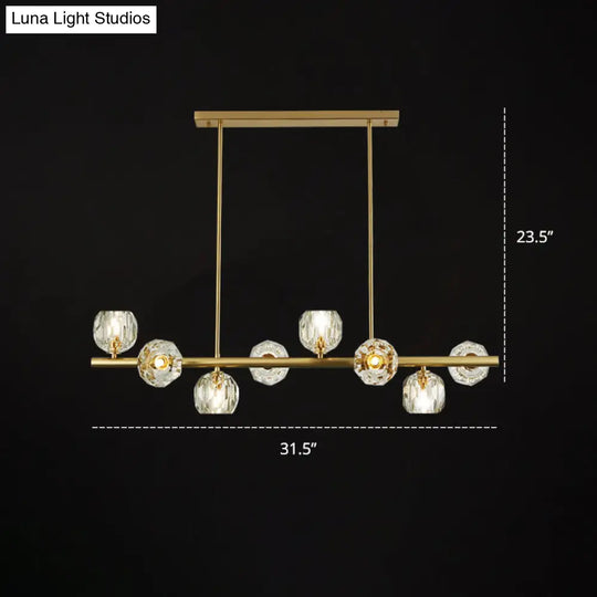 Modern Gold Pendant Light With Crystal Dome Shade - Ideal For Restaurants Or Over Kitchen Islands /