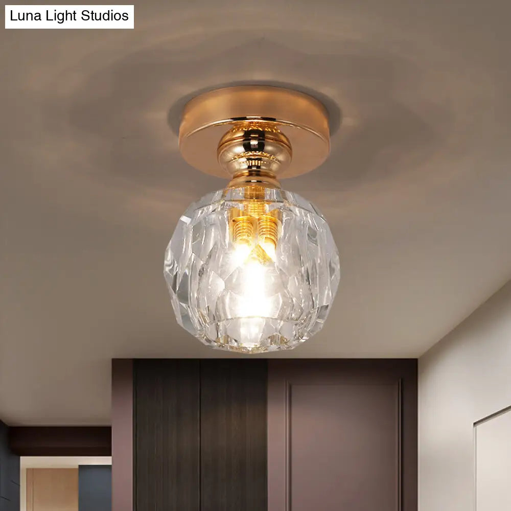 Modern Gold Pineapple Crystal Flush Mount Ceiling Light - Stylish Flushmount Lighting
