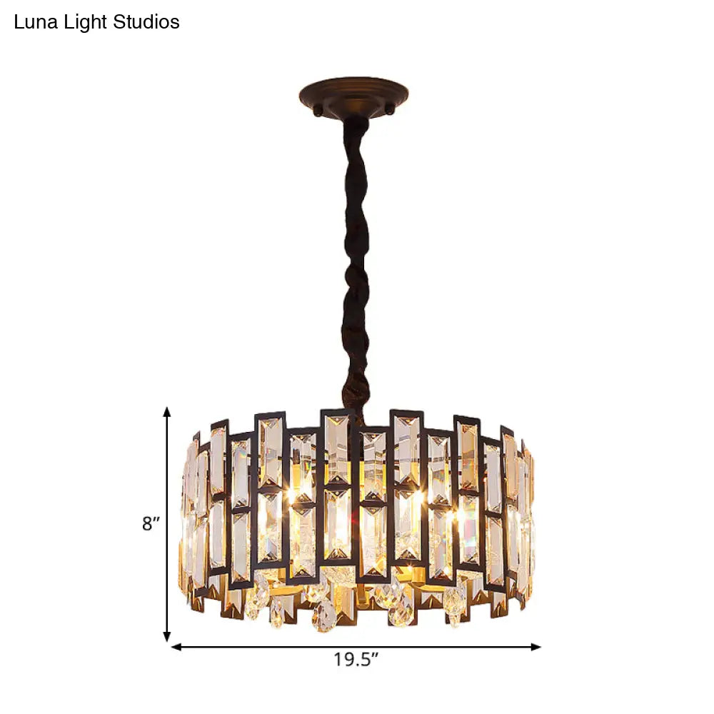 Modern Gold Round Crystal Ceiling Chandelier - 6/5 Lights Bedroom Hanging Lamp 19.5’/16’ Wide