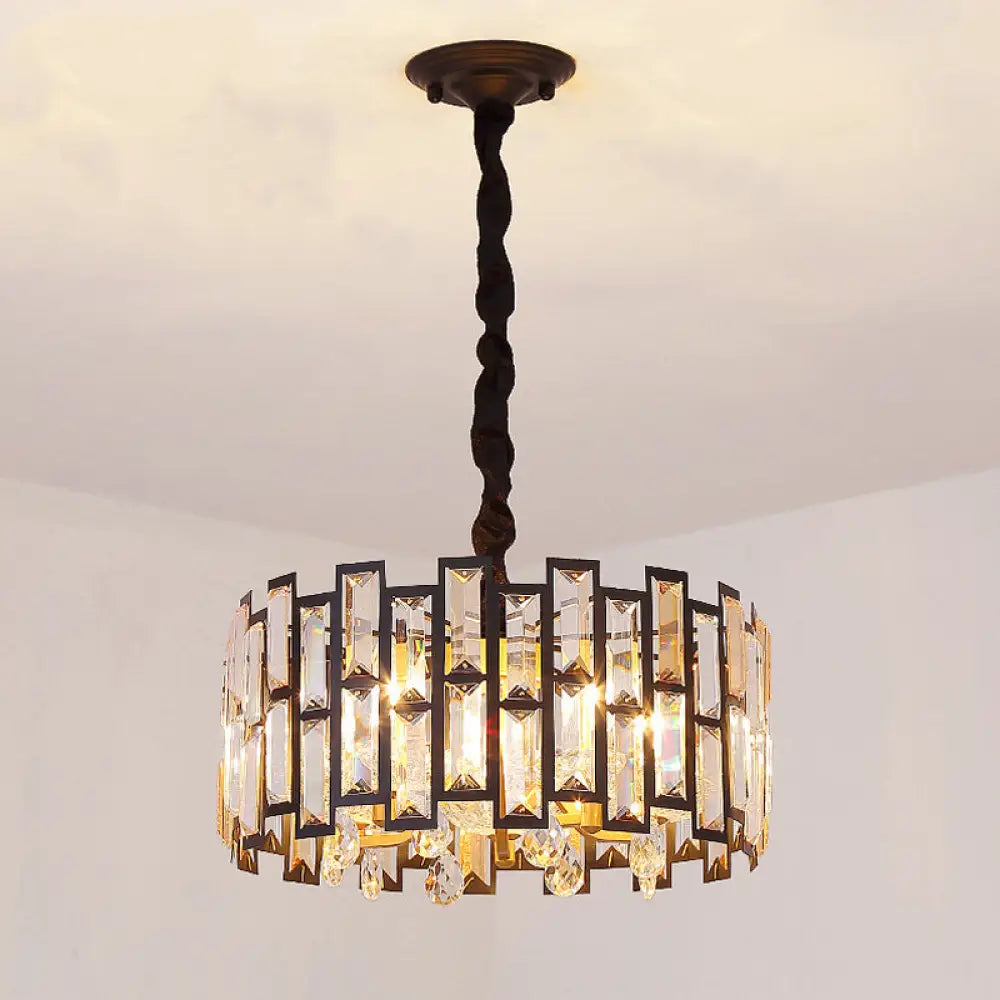 Modern Gold Round Crystal Ceiling Chandelier - 6/5 Lights Bedroom Hanging Lamp 19.5’/16’ Wide