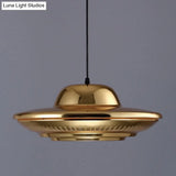 Modern Gold Saucer Pendant Light Fixture - 16’/18’ Wide 1-Light Dining Room Hanging Kit