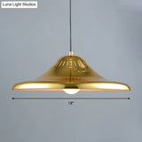 Modern Gold Saucer Pendant Light Fixture - 16’/18’ Wide 1-Light Dining Room Hanging Kit
