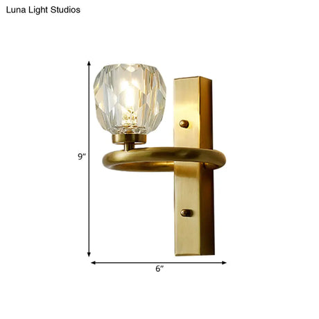 Modern Gold Sphere Crystal Wall Lamp - Elegant Bedchamber Sconce Lighting