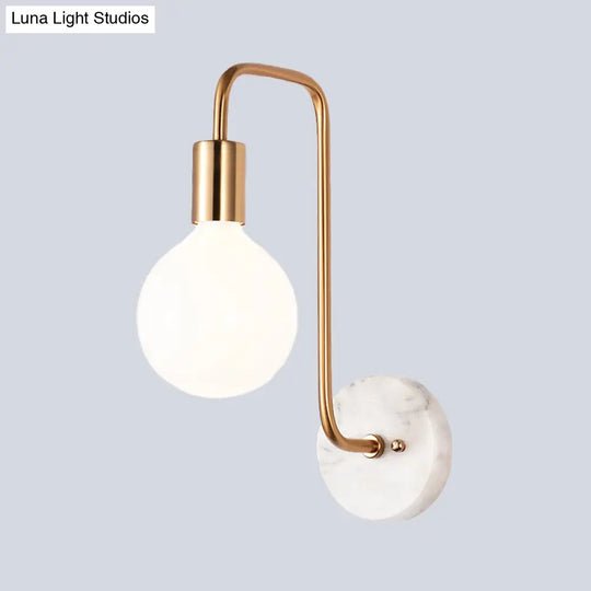 Modern Gold Sphere Sconce Light Fixture With Cream Glass Shade - Wall Mounted Lamp