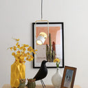 Modern Gold Square Frame Pendant Ceiling Light With White Glass Shade