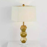 Modern Gold Trapezoid Nightstand Lamp For Bedroom - 1-Head Fabric Lighting Post