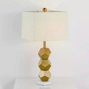 Modern Gold Trapezoid Nightstand Lamp For Bedroom - 1-Head Fabric Lighting Post