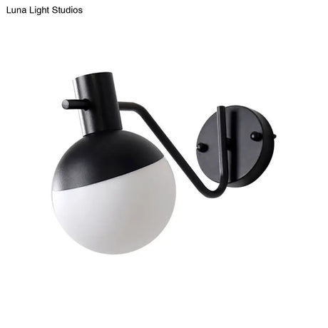 Modern Gold Wall Mount Sconce Light With Global Milk Glass Shade - 1 For Living Room