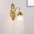 Modern Gold Wall Sconce Lamp With Clear Crystal & Metal Gooseneck Arm - Tubular Corridor Lighting 1