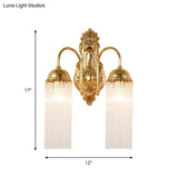 Modern Gold Wall Sconce Lamp With Clear Crystal & Metal Gooseneck Arm - Tubular Corridor Lighting