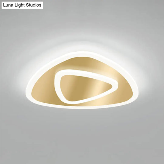 Modern Golden Geometric Flushmount Ceiling Light With Acrylic Led For Stairs Gold / White Triangle