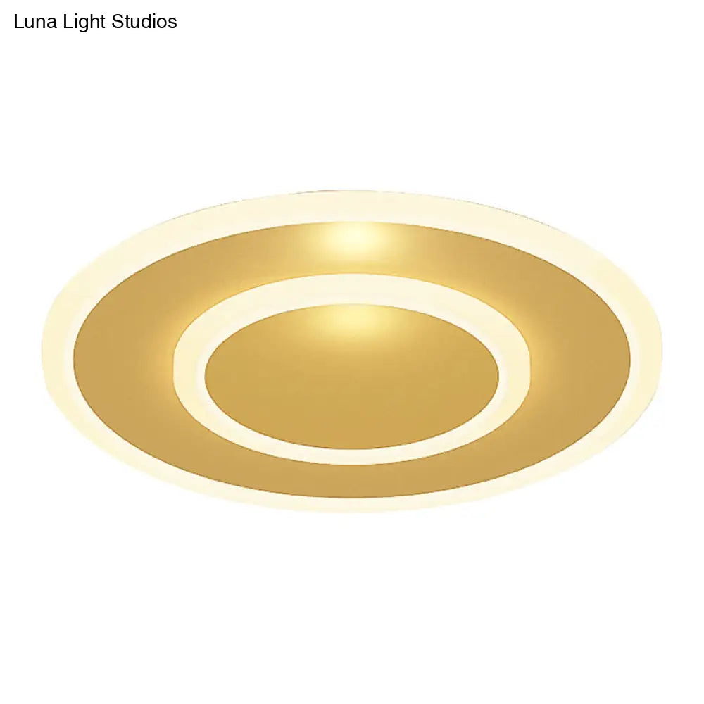 Modern Golden Geometric Flushmount Ceiling Light With Acrylic Led For Stairs