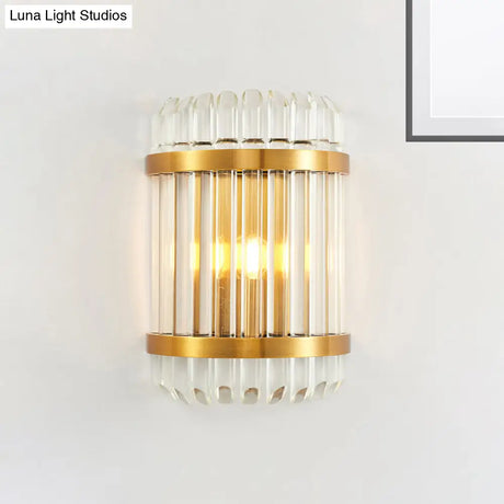 Modern Golden Wall Sconce With Crystal Shade Bedside Mount Light (12/21.5 W)