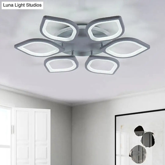 Modern Gray Flower Led Ceiling Mount Light - Acrylic Flushmount For Dining Room Neutral/Warm/White