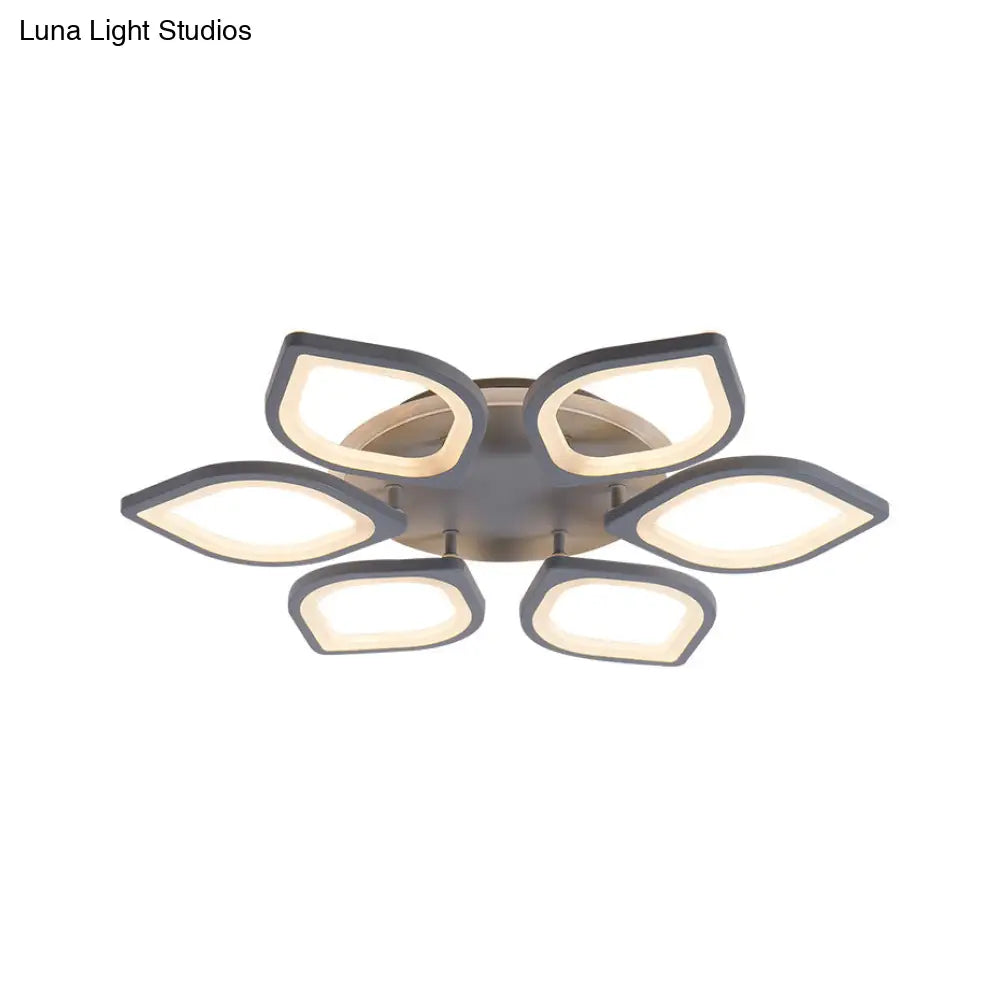 Modern Gray Flower Led Ceiling Mount Light - Acrylic Flushmount For Dining Room Neutral/Warm/White