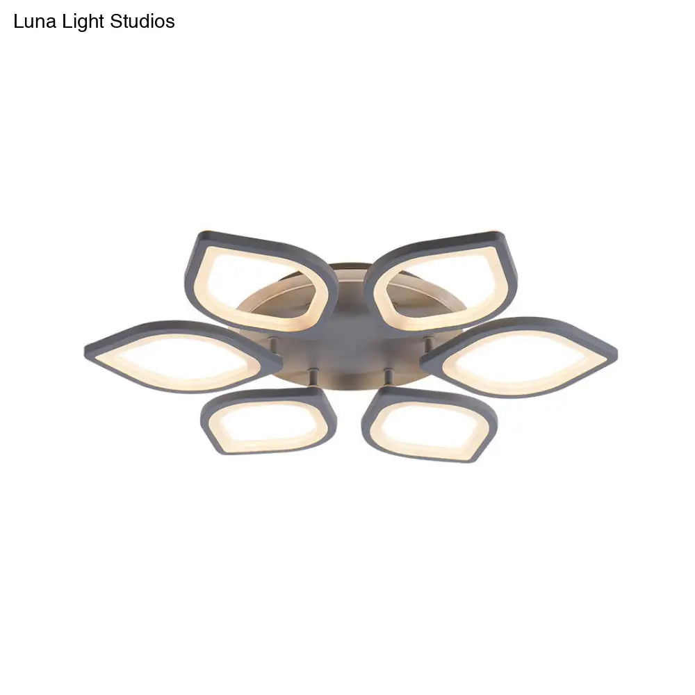 Modern Gray Flower Led Ceiling Mount Light - Acrylic Flushmount For Dining Room Neutral/Warm/White