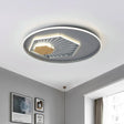 Modern Gray Hexagon Acrylic Led Flush Light Fixture 19.5’/23.5’ Wide - Warm/3 Color Grey /
