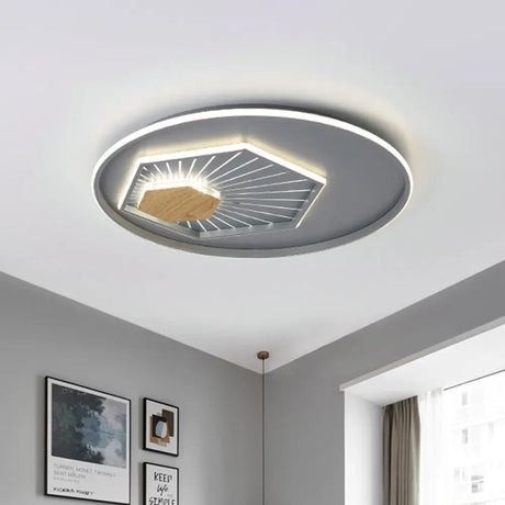 Modern Gray Hexagon Acrylic Led Flush Light Fixture 19.5’/23.5’ Wide - Warm/3 Color Grey /