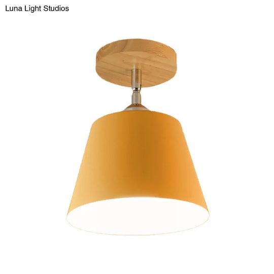Modern Gray/Pink Metal And Wood Adjustable Ceiling Pendant Light