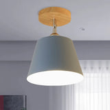 Modern Gray/Pink Metal And Wood Adjustable Ceiling Pendant Light Blue