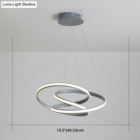 Modern Grey Chandelier: Simplicity Metal Led Strip Pendant Light For Dining Room