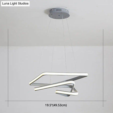 Modern Grey Chandelier: Simplicity Metal Led Strip Pendant Light For Dining Room