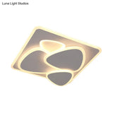Modern Grey Flush Mount Led Ceiling Light With Overlapping Design In White/Warm - 19.5’/38’ Wide