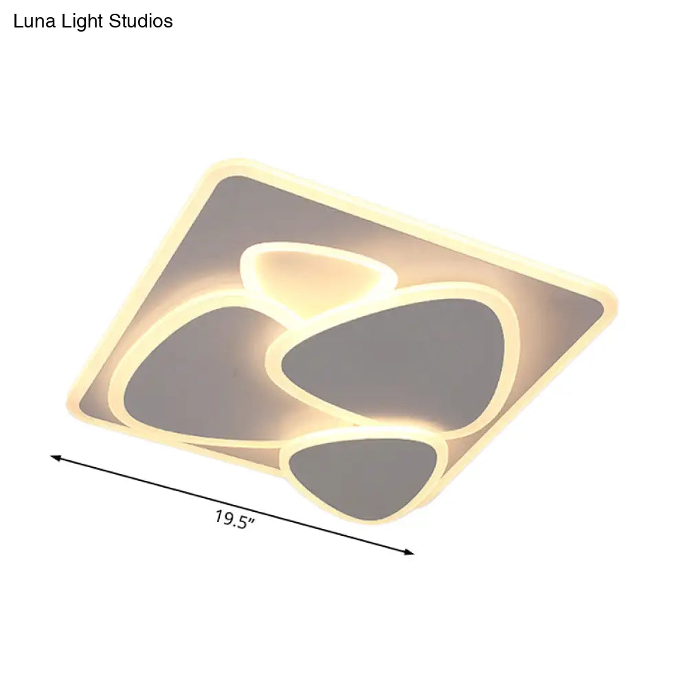 Modern Grey Flush Mount Led Ceiling Light With Overlapping Design In White/Warm - 19.5’/38’ Wide