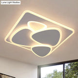 Modern Grey Flush Mount Led Ceiling Light With Overlapping Design In White/Warm - 19.5’/38’ Wide