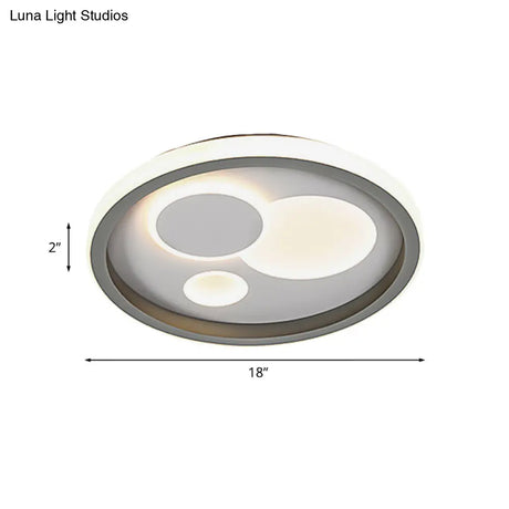 Modern Grey Led Flush Mount Light With Heart Pattern For Bedrooms