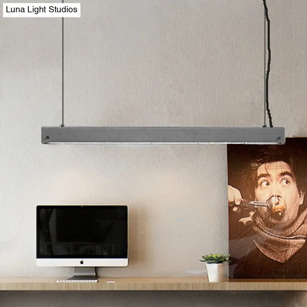 Modern Grey Linear Pendant Light 1 Head Simplicity Cement Dining Room Ceiling Hanging Lamp