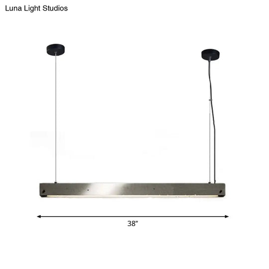 Modern Grey Linear Pendant Light 1 Head Simplicity Cement Dining Room Ceiling Hanging Lamp