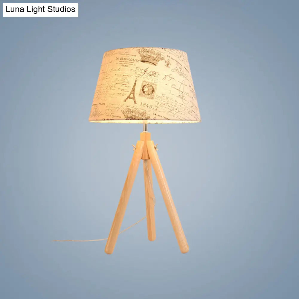 Modern Grey/White/Flaxen Dining Room Desk Lamp With Wide Flare Fabric Shade