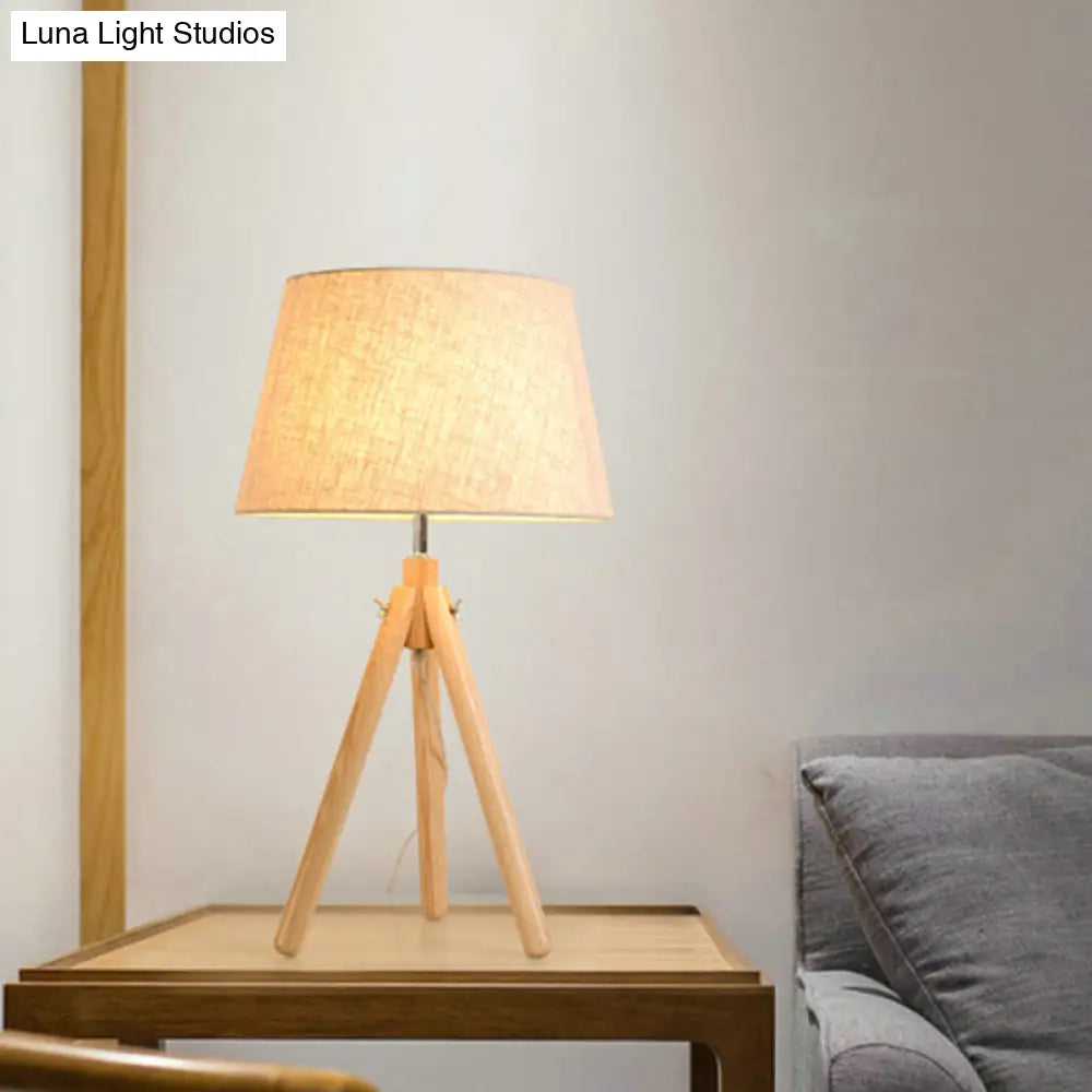 Modern Grey/White/Flaxen Dining Room Desk Lamp With Wide Flare Fabric Shade