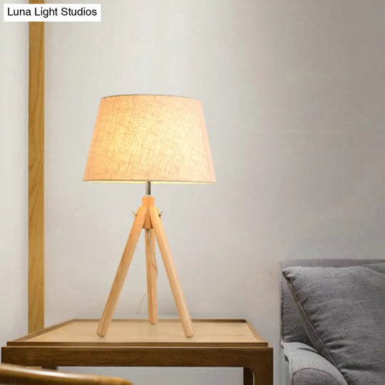 Modern Grey/White/Flaxen Dining Room Desk Lamp With Wide Flare Fabric Shade